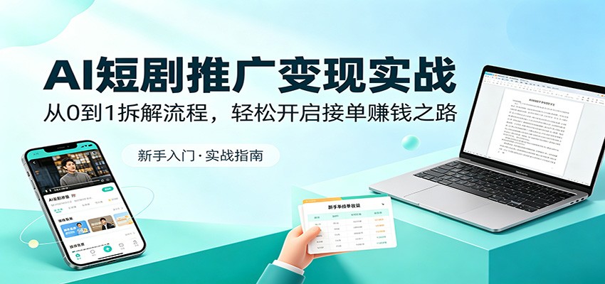 AI短剧推广变现实战：从0到1拆解流程，轻松开启接单赚钱之路 - 臻优资源网