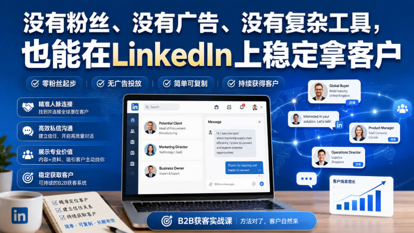 没有粉丝、没有广告、没有复杂工具，也能在LinkedIn上稳定拿客户【原创双语字幕】 - 臻优资源网