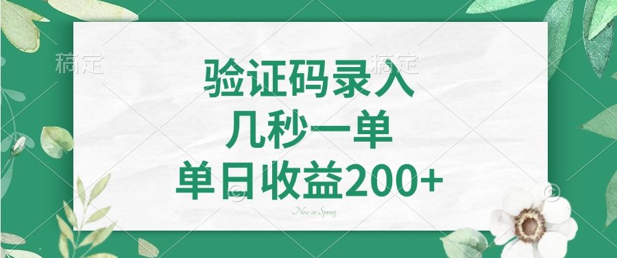 验证码录入，看图识字，几秒一单，单日收益200+ - 臻优资源网