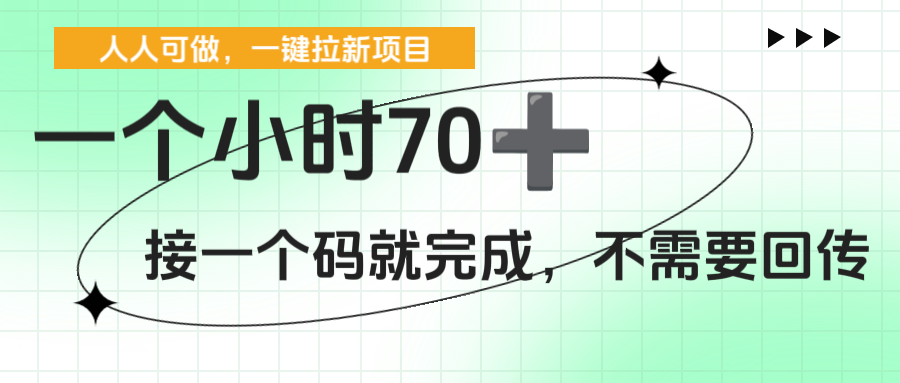 一个小时70+，一键拉新项目，接一个码就完成，不需要回传 - 臻优资源网