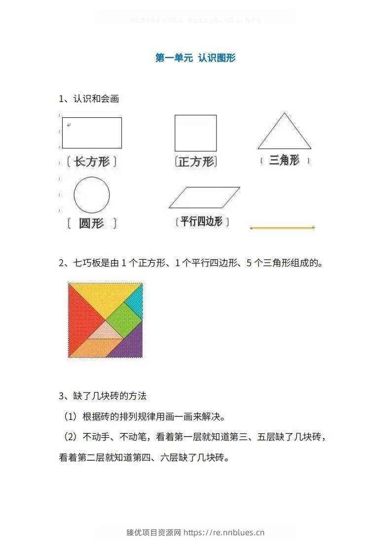 人教版1年级数学下册知识点1-4单元 - 臻优资源网