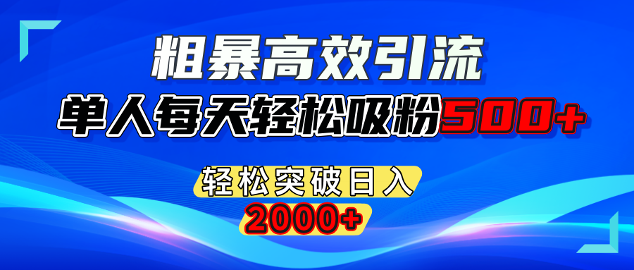 粗暴高效引流,单人每天轻松吸粉500+,轻松突破日入2000+ - 臻优资源网