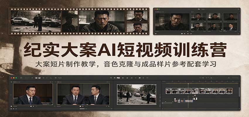 纪实大案AI短视频训练营：大案短片制作教学，音色克隆与成品样片参考配套学习 - 臻优资源网