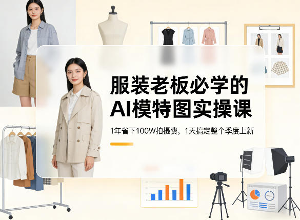 服装老板必学的AI模特图实操课，1年省下100W拍摄费，1天搞定整个季度上新 - 臻优资源网