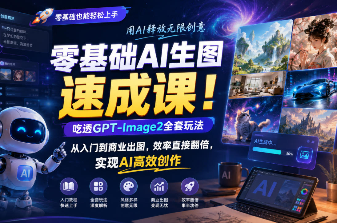 零基础AI生图速成课！吃透GPT-Image2全套玩法，从入门到商业出图，效率直接翻倍，实现AI高效创作 - 臻优资源网