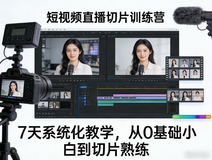 短视频直播切片训练营，7天系统化教学，从0基础小白到切片熟练 - 臻优资源网