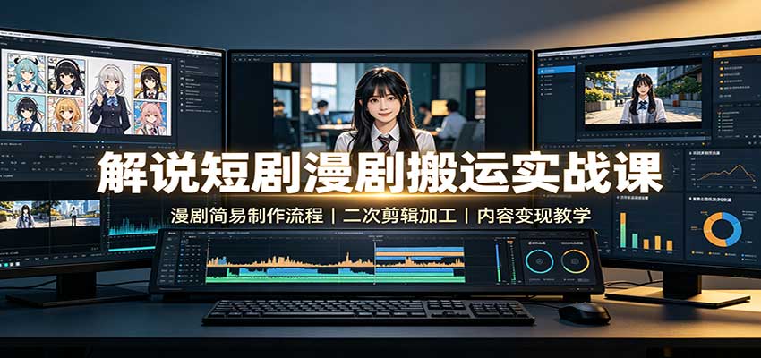 解说短剧漫剧搬运实战课：漫剧简易制作流程，二次剪辑加工，内容变现教学 - 臻优资源网