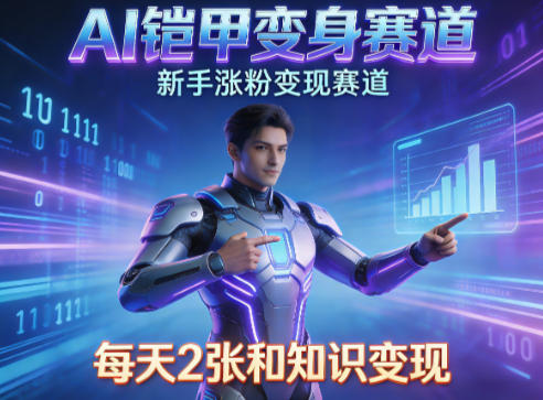 AI铠甲变身，新手涨粉变现赛道，知识付费每天2张，副业必备 - 臻优资源网
