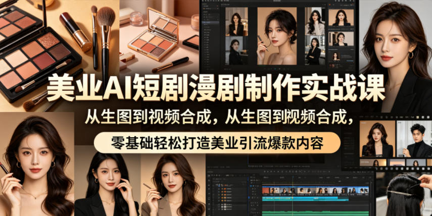 美业AI短剧漫剧制作实战课，从生图到视频合成，零基础轻松打造美业引流爆款内容 - 臻优资源网