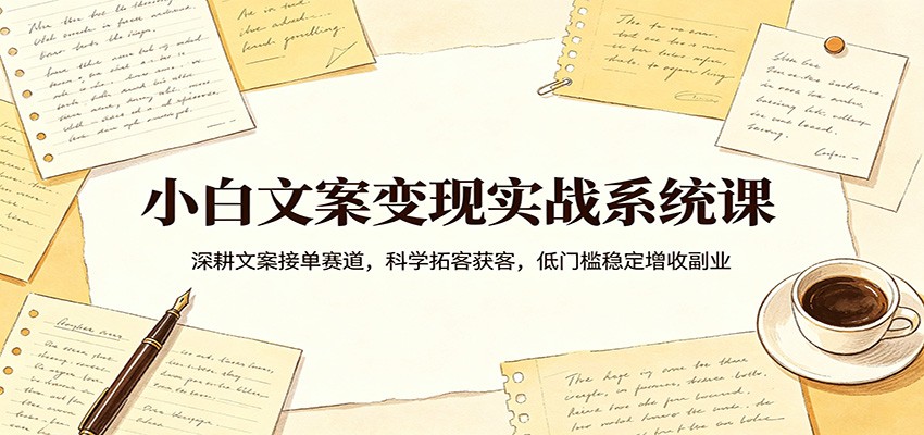 小白文案变现实战系统课：深耕文案接单赛道，科学拓客获客，低门槛稳定增收副业 - 臻优资源网