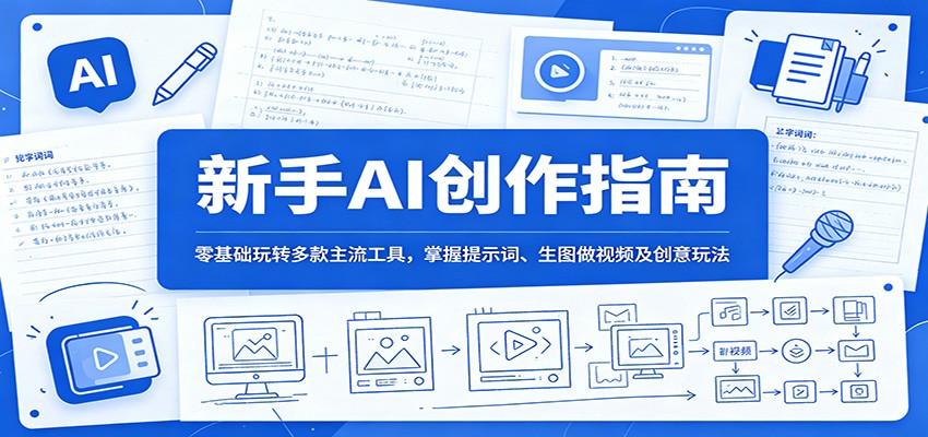 新手AI创作指南：零基础玩转多款主流工具，掌握提示词、生图做视频及创意玩法 - 臻优资源网
