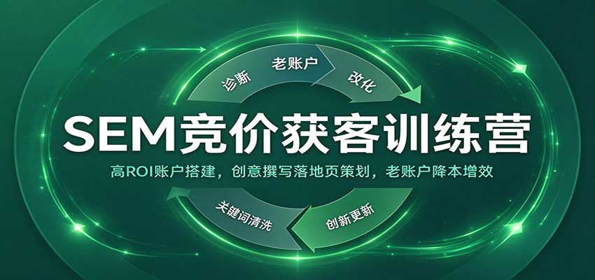SEM竞价获客训练营：高ROI账户搭建，创意撰写落地页策划，老账户降本增效 - 臻优资源网