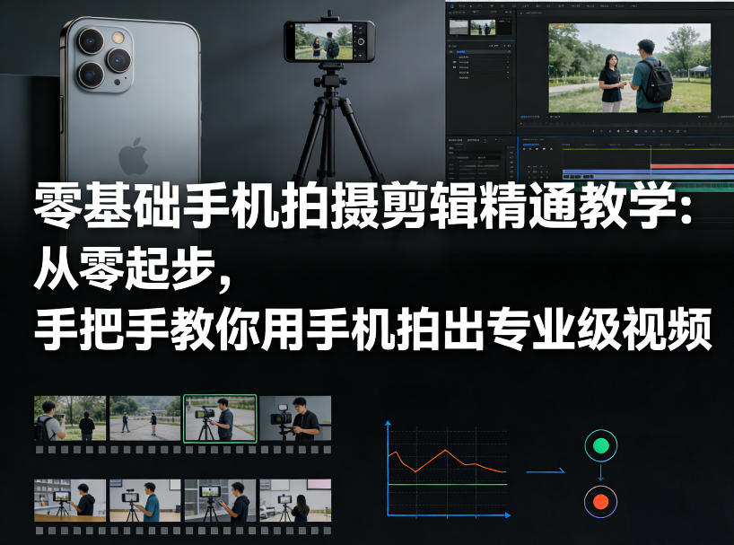 零基础手机拍摄剪辑精通教学：从零起步，手把手教你用手机拍出专业级视频 - 臻优资源网