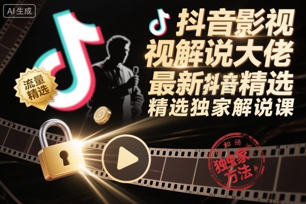 抖音影视解说大佬最新抖音进精选和独家方法，精选独家解说课（更新26年3月） - 臻优资源网