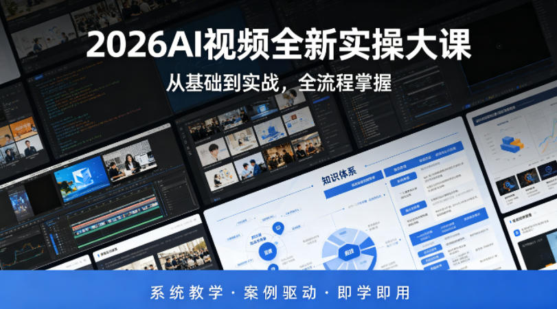 2026AI视频全新实操大课，从基础到实战，全流程掌握，系统教学·案例驱动·即学即用 - 臻优资源网