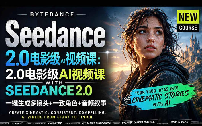 字节跳动的Seedance 2.0 AI电影视频生成制作教程，一键生成多镜头+一致角色+音频叙事-中英字幕 - 臻优资源网