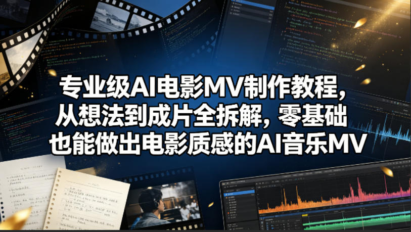 专业级AI电影MV制作教程，从想法到成片全拆解，零基础也能做出电影质感的AI音乐MV - 臻优资源网