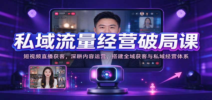 私域流量经营破局课：短视频直播获客，深耕内容运营，搭建全域获客与私域经营体系 - 臻优资源网