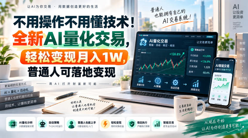 不用操作不用懂技术！全新AI量化交易，轻松变现月入1W，普通人可落地变现！【揭秘】 - 臻优资源网