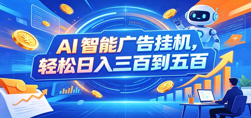 AI智能广告挂机，24小时自动跑，日入300-500，新手零门槛 - 臻优资源网