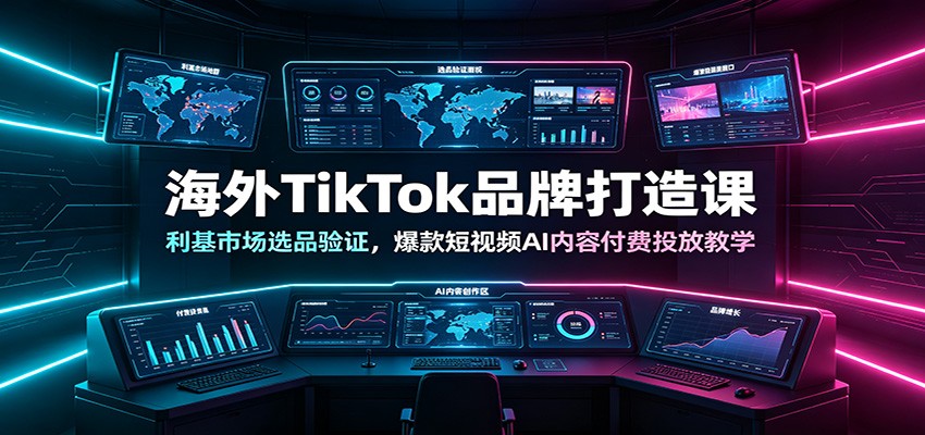 海外TikTok品牌打造课：利基市场选品验证，爆款短视频AI内容付费投放教学 - 臻优资源网