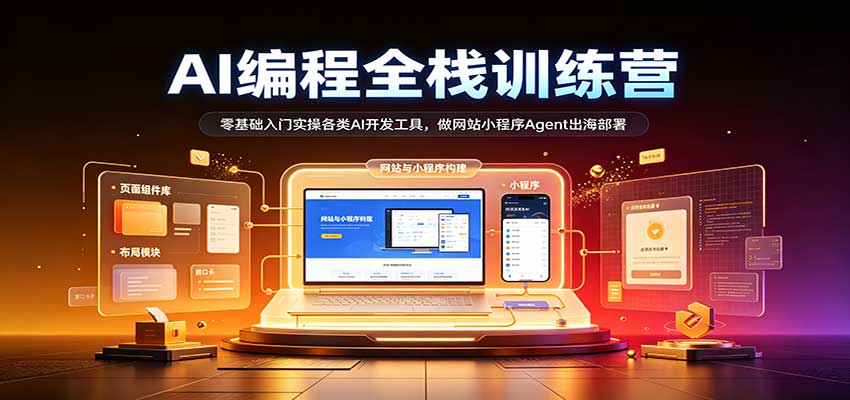 AI编程全栈训练营：：零基础入门实操各类AI开发工具，做网站小程序Agent出海部署 - 臻优资源网