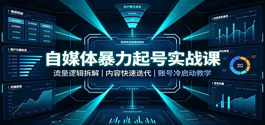 自媒体暴力起号实战课：流量逻辑拆解，内容快速迭代，账号冷启动教学 - 臻优资源网