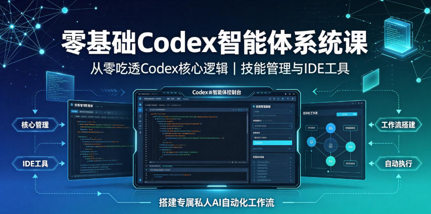 零基础Codex智能体系统课｜从零吃透Codex核心逻辑、技能管理与IDE工具，搭建专属私人AI自动化工作流 - 臻优资源网