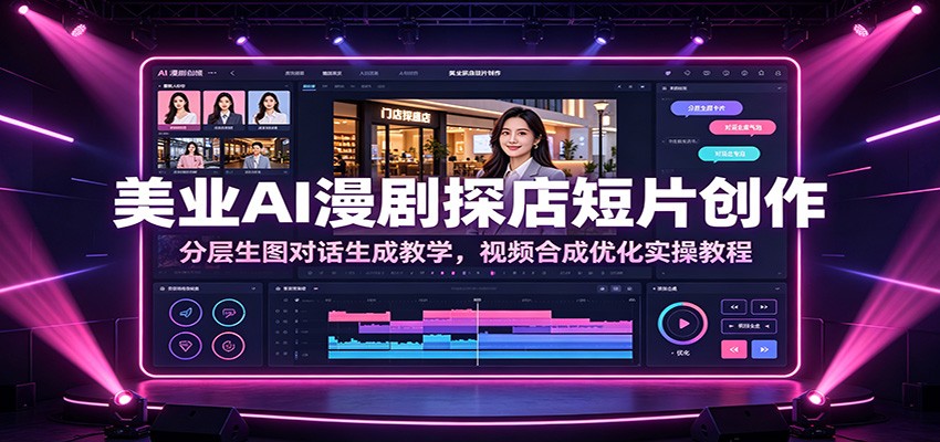 美业AI漫剧探店短片创作：分层生图对话生成教学，视频合成优化实操教程 - 臻优资源网