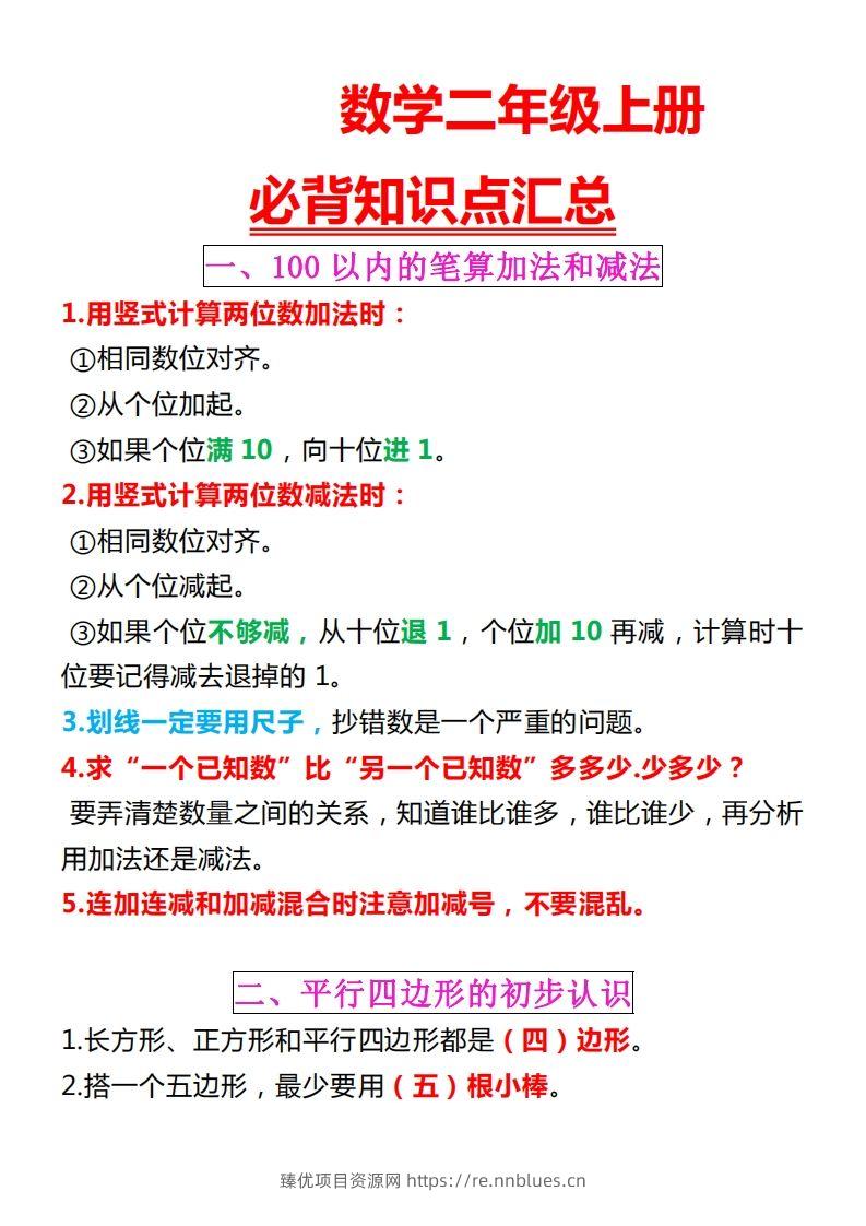 【苏教版】二上数学重点知识点汇总预习 - 臻优资源网