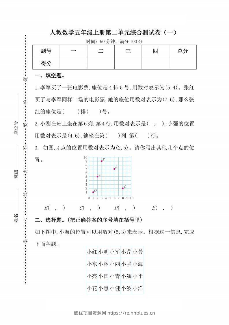 人教版数学五年级上册第二单元检测卷 - 臻优资源网