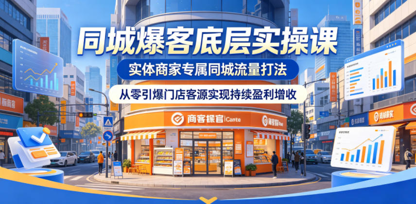 同城爆客底层实操课,实体商家专属同城流量打法,从零引爆门店客源实现持续盈利增收 - 臻优资源网