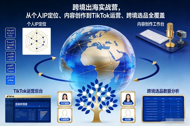 跨境出海实战营，从个人IP定位、内容创作到TikTok运营、跨境选品全覆盖 - 臻优资源网