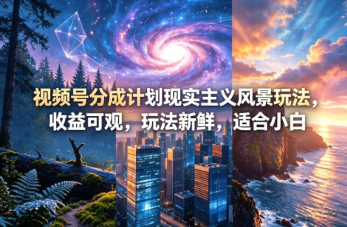 视频号分成计划现实主义风景玩法，收益可观，玩法新鲜，适合小白 - 臻优资源网