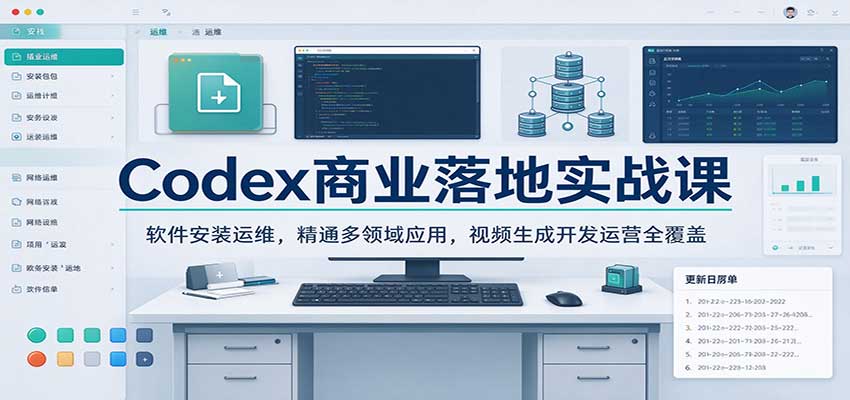 Codex商业落地实战课：软件安装运维，精通多领域应用，视频生成开发运营全覆盖 - 臻优资源网