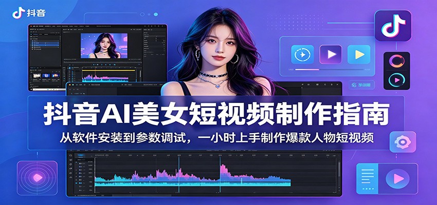 抖音AI美女短视频制作指南：从软件安装到参数调试，一小时上手制作爆款人物短视频 - 臻优资源网