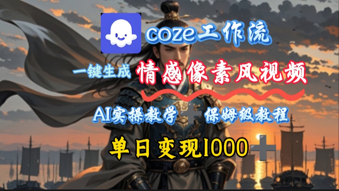 用coze工作流一键生成情感像素风视频，几分钟一条，单日变现500+ - 臻优资源网