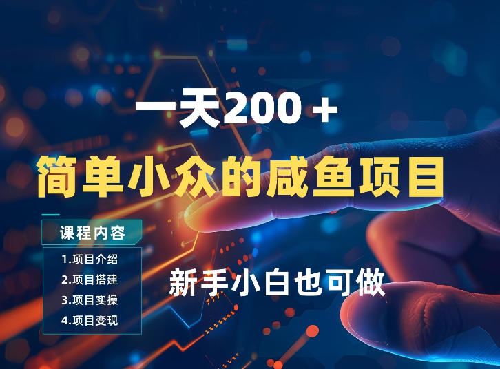 一天收入2张，一个简单小众的咸鱼项目，0门槛小白也能做 - 臻优资源网
