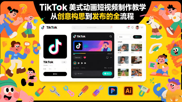 TikTok美式动画短视频制作教学，从创意构思到发布的全流程 - 臻优资源网