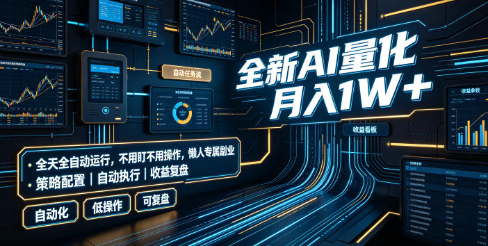 全新AI量化月入1W+，全天全自动运行，不用盯不用操作，懒人专属副业！【揭秘】 - 臻优资源网