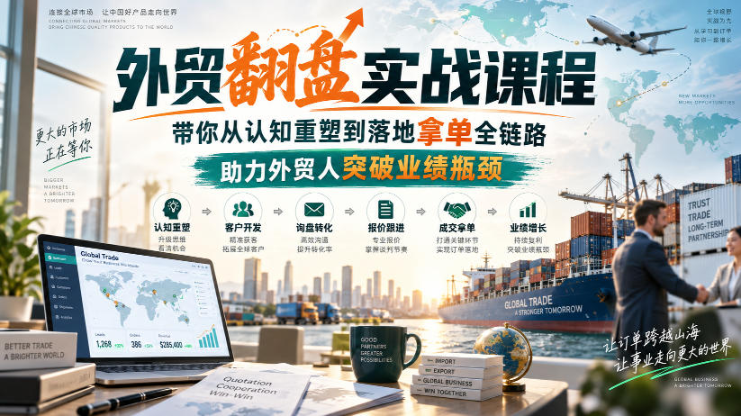 外贸翻盘实战课程，带你从认知重塑到落地拿单全链路，助力外贸人突破业绩瓶颈 - 臻优资源网