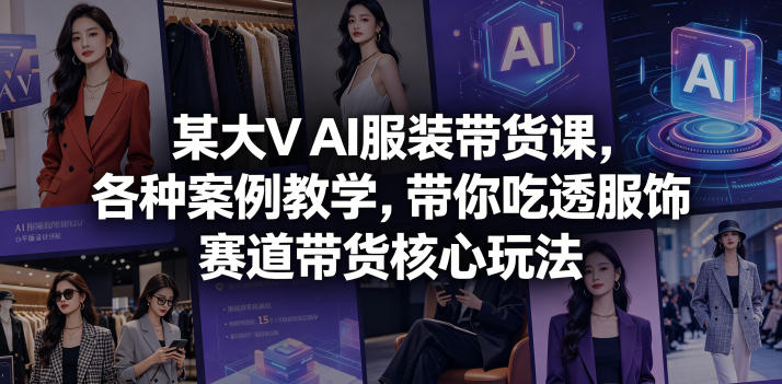 某大V AI服装带货课，各种案例教学，带你吃透服饰赛道带货核心玩法 - 臻优资源网