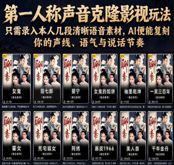 第一人称声音克隆影视玩法,只需录入本人几段清晰语音素材,AI便能复刻你的声线、语气与说话节奏 - 臻优资源网
