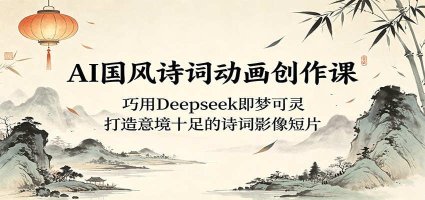 AI国风诗词动画创作课：巧用Deepseek即梦可灵，打造意境十足的诗词影像短片 - 臻优资源网