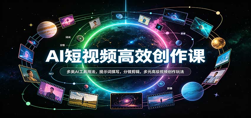 AI短视频高效创作课：多类AI工具用法，提示词撰写，分镜剪辑，多元高级视频创作玩法 - 臻优资源网