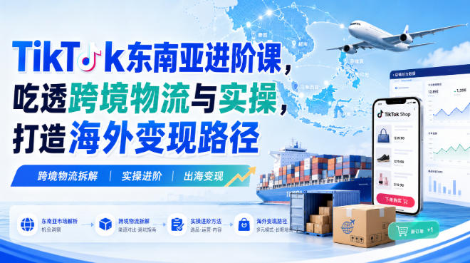 TikTok东南亚进阶课，吃透跨境物流与实操，打造海外变现路径 - 臻优资源网