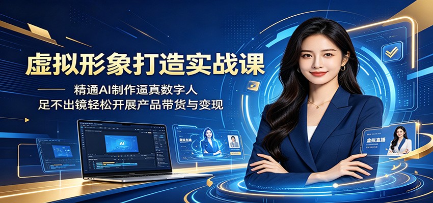虚拟形象打造实战课:精通AI制作逼真数字人,足不出镜轻松开展产品带货与变现 - 臻优资源网