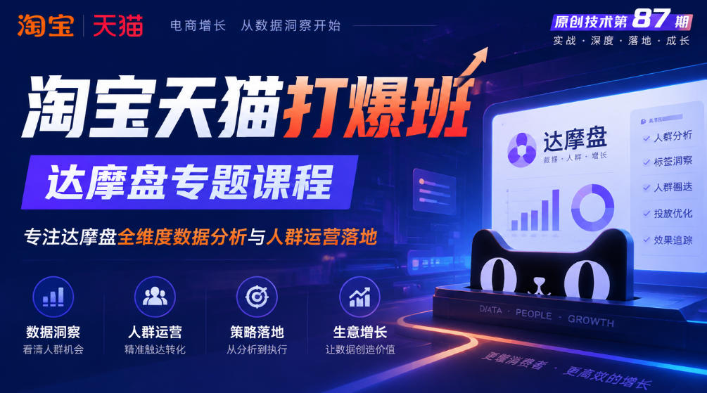 《淘宝天猫打爆班》原创技术第87期，达摩盘专题课程，专注达摩盘全维度数据分析与人群运营落地 - 臻优资源网