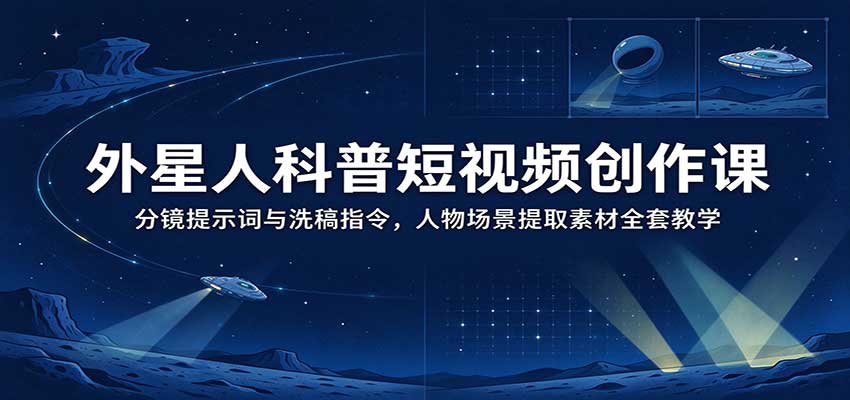 外星人科普短视频创作课：分镜提示词与洗稿指令，人物场景提取素材全套教学 - 臻优资源网