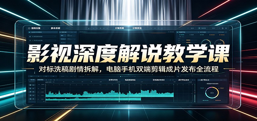 影视深度解说教学课：对标洗稿剧情拆解，电脑手机双端剪辑成片发布全流程 - 臻优资源网